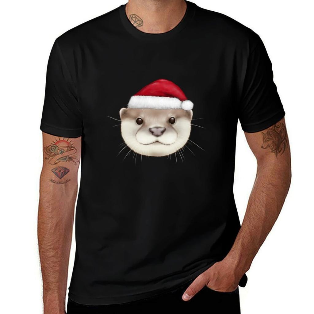 Christmas Otter Tshirt Fashion Simple Casual Tee Shirt