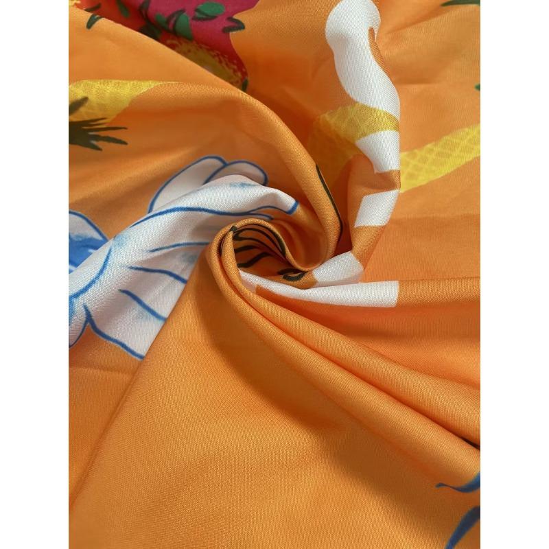 Women's Clothing, Printed, Lantern Sleeves, Waistband, Shirt Skirt, Waist Cinching, Dress