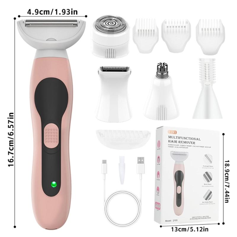 Portable Women Hair Remover Set Plastic Eyebrow and Nose Trimmer USB Rechargeable ABS Texture Suitable for Own Care
