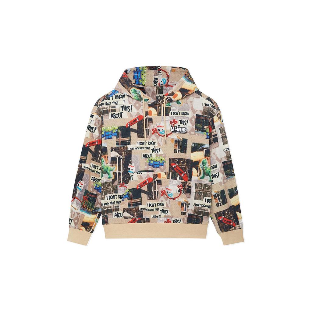 Li-Ning Disney X Skateboard Series Animal Alphabet Print Hoodie Unisex Tops Milk-Tea-Brown AWDS577-1
