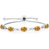 Gem Stone King 3-6 Cttw Gemstone Birthstone and Accent Lab Grown Diamond Tennis Bracelet For Women | 925 Sterling Silver | 7X5MM Oval | Adjustable