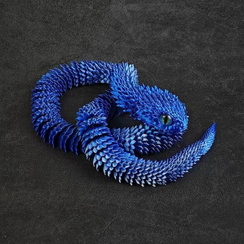 Stunning 3d Printed Snake Figurine With Articulated Joints And Lifelike Eyes For Unique Decor