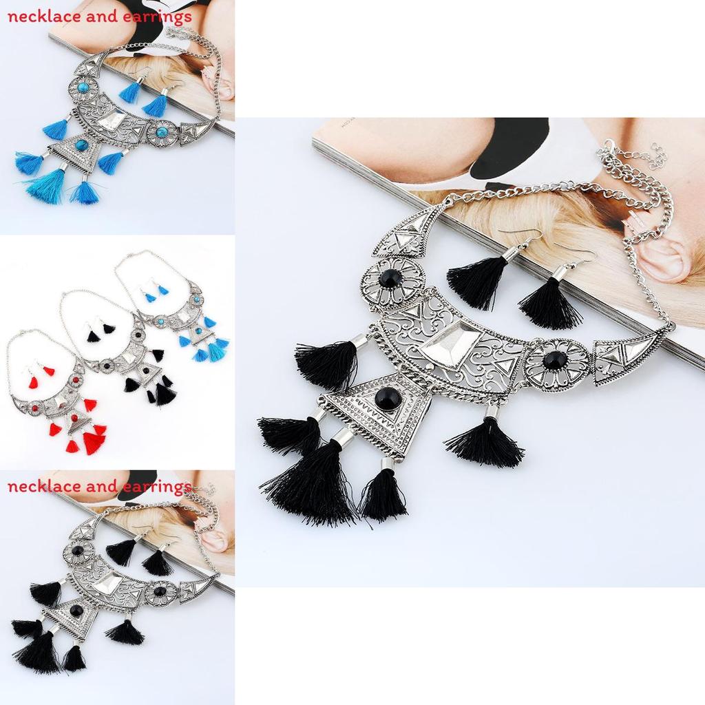 Ethnic Style Simulation Gemstone Decoration Women Necklace With Tassel Design For Casual Wear