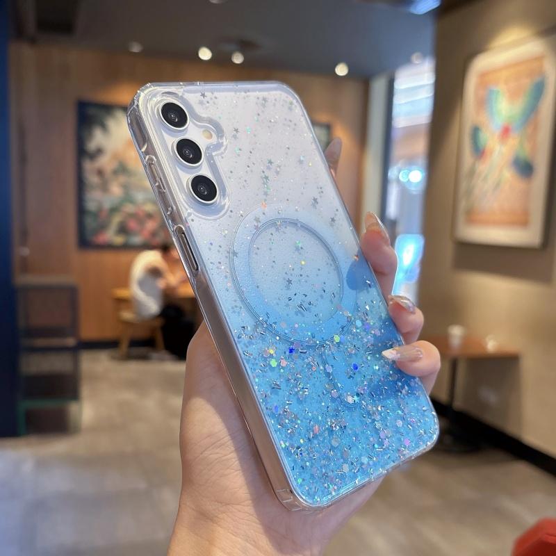 

Glitter Gradient Clear For Magsafe Case for Samsung Galaxy S25 S24 S23 FE S22 Plus Ultra A05 A06 A15 A16 A26 A36 A56 Capa Galaxy A15
