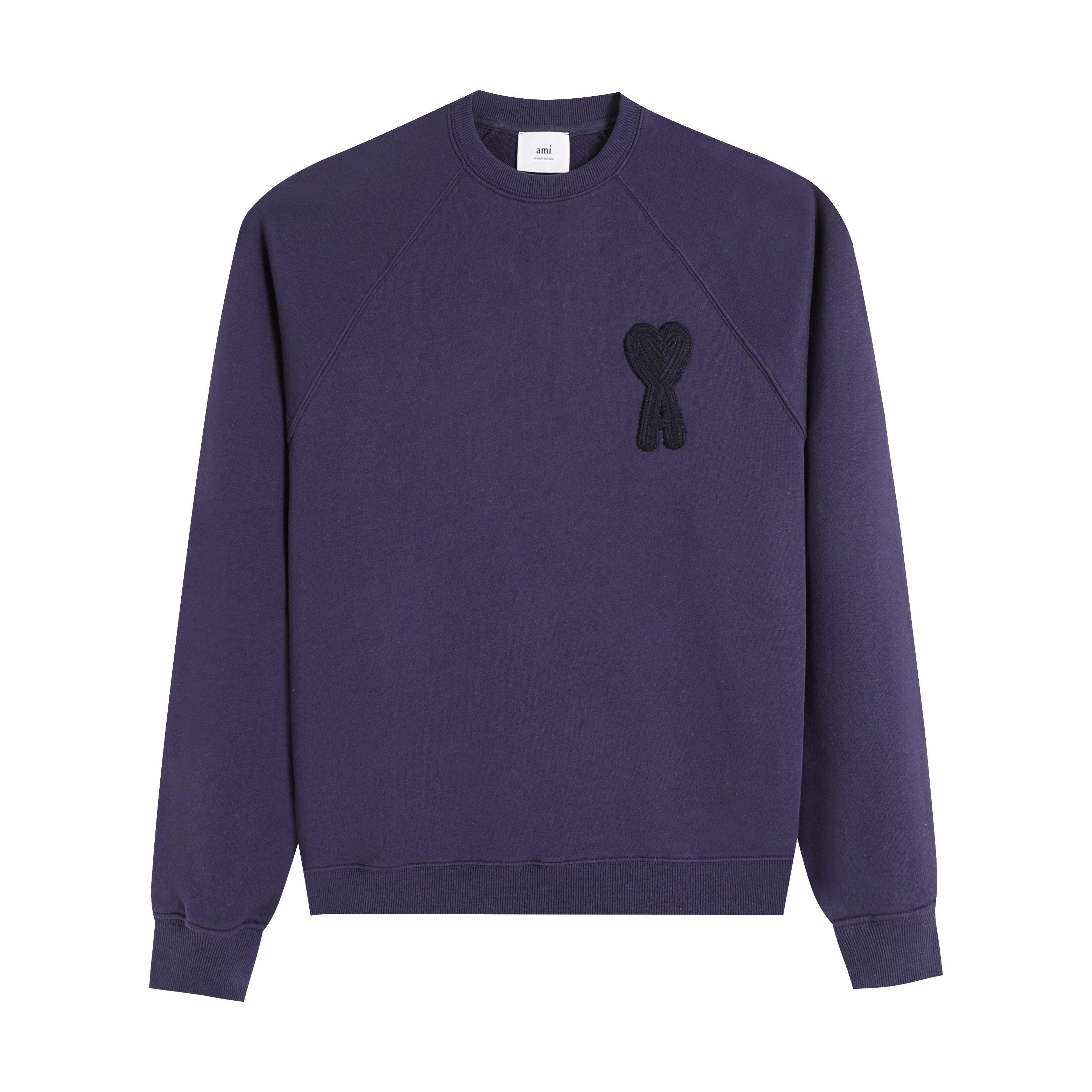 AMI 216  2025 Herfst en Winter Nieuwe Hoodie met Groot Hart Logo van Hoge Kwaliteit Katoen met Ronde Hals Mannen Pullover S