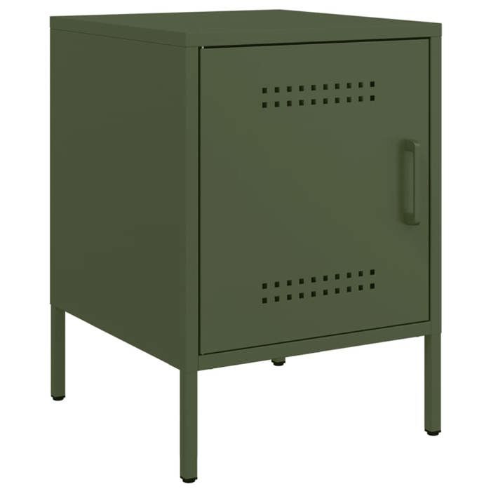VidaXL Olive Green Bedside Table 36x39x50.5 Cm Steel, Cabinet, Side Cabinet, Phone Stand, Bedside Table, 842918