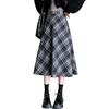 Dámská midi sukně s vysokým pasem áčkového střihu vlněná sukně kostkovaný vzor zeštíhlující sukně do půli lýtek denní domácí streetové oblečení