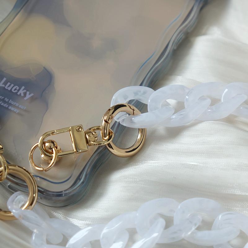 New Phone Accessory Detachable Parts Chain White Crossbody Resin Luxury Strap Amber Phone Case Chains Acrylic Shoulder Hanging Chain