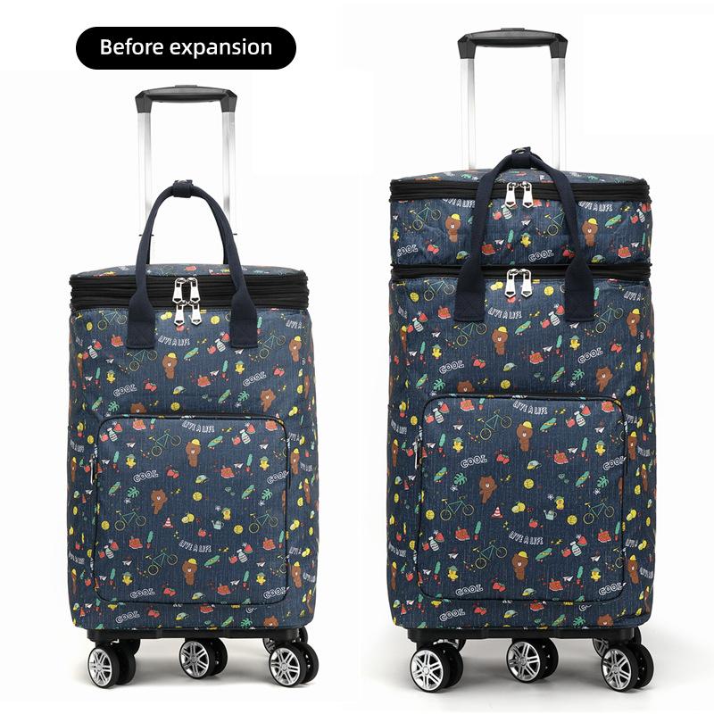 Telescopic Trolley Bag Supermarket Shopping Bag Folding Portable Lightweight Universal Wheel Travel Bag
