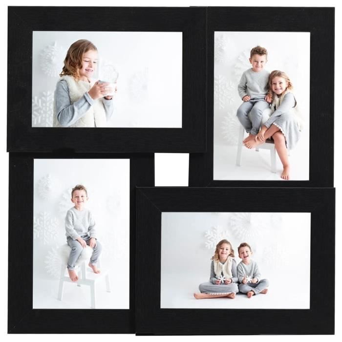 VidaXL Collage de cadres photo pour photo de 4x (13x18 cm) Noir MDF