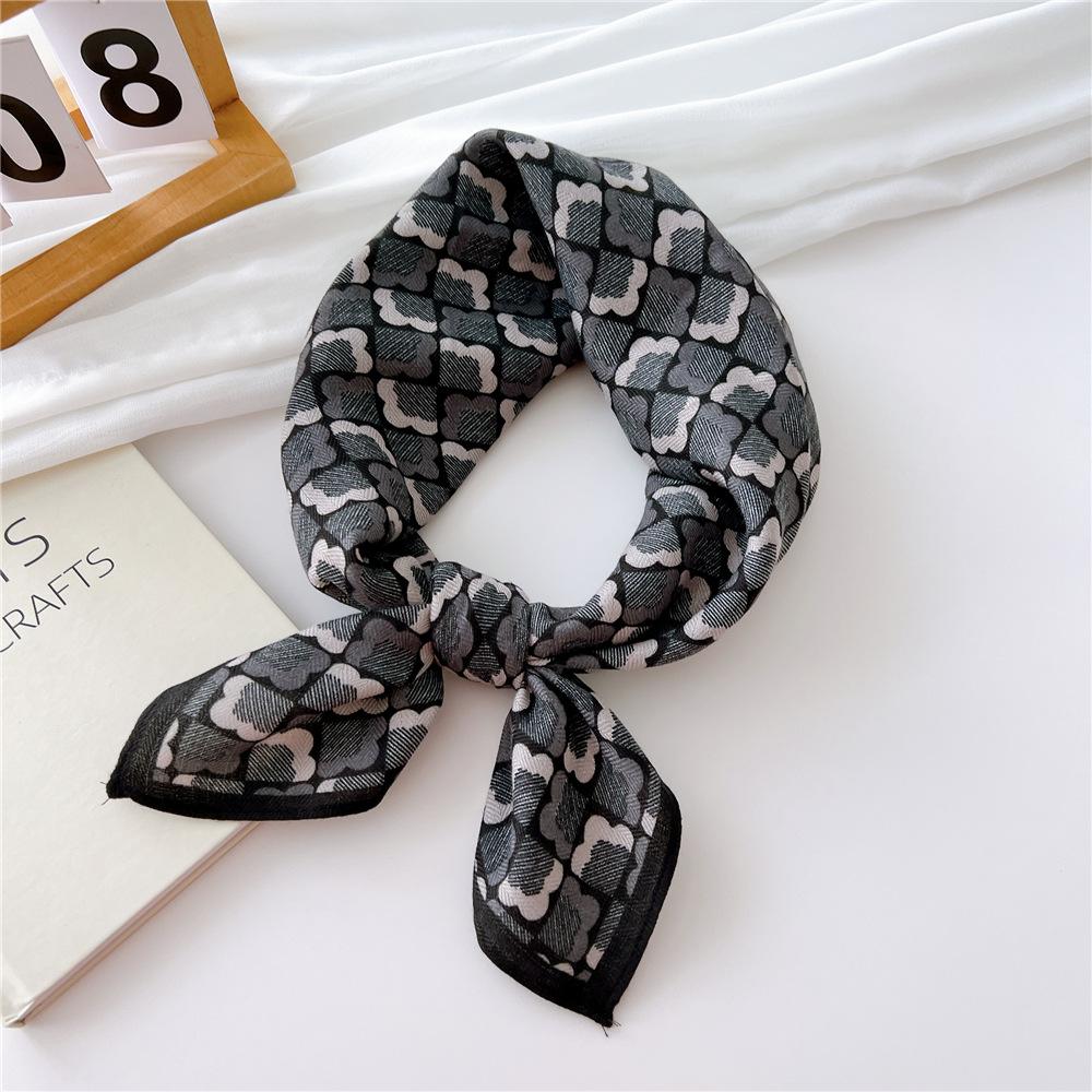 Eșarfă pătrată mică din bumbac și in Eșarfă din mătase Primăvară și toamnă pentru femei Stil nou artistic și versatilă la modă Esarfă cu bentiță cu temperament