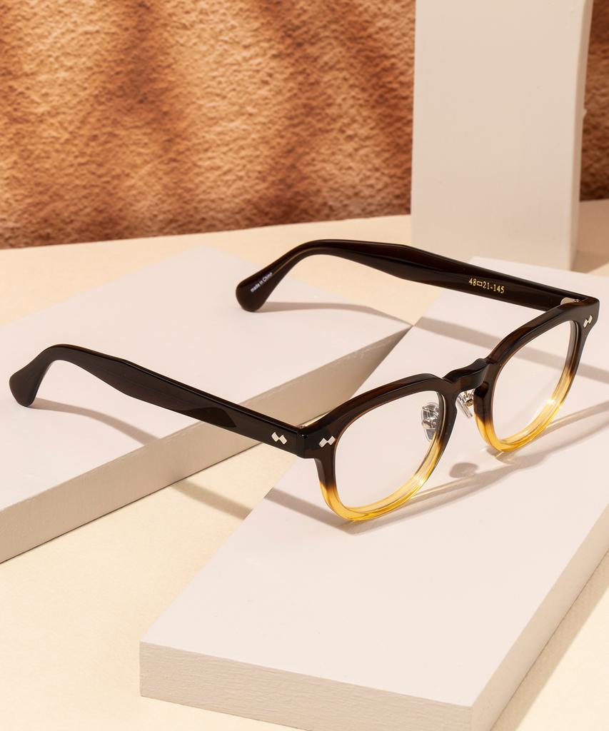 Likkeullou Rc Temple No.2 Black Brown Acetate Glasses