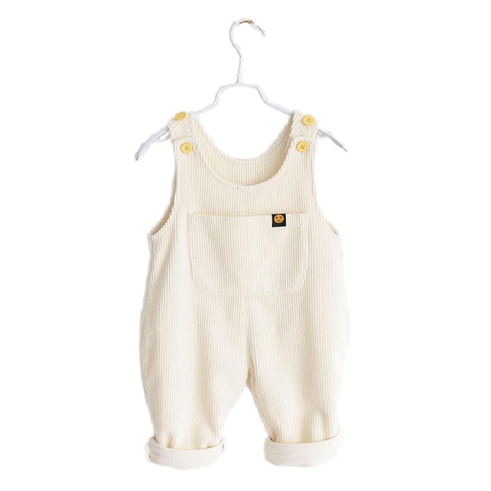 Shidayiya Baby Boys Girls Soft Corduroy Suspender Overalls Loose Retro Toddler Bib Pants Trousers with Pockets (100 (90-100cm Height), C01/White)