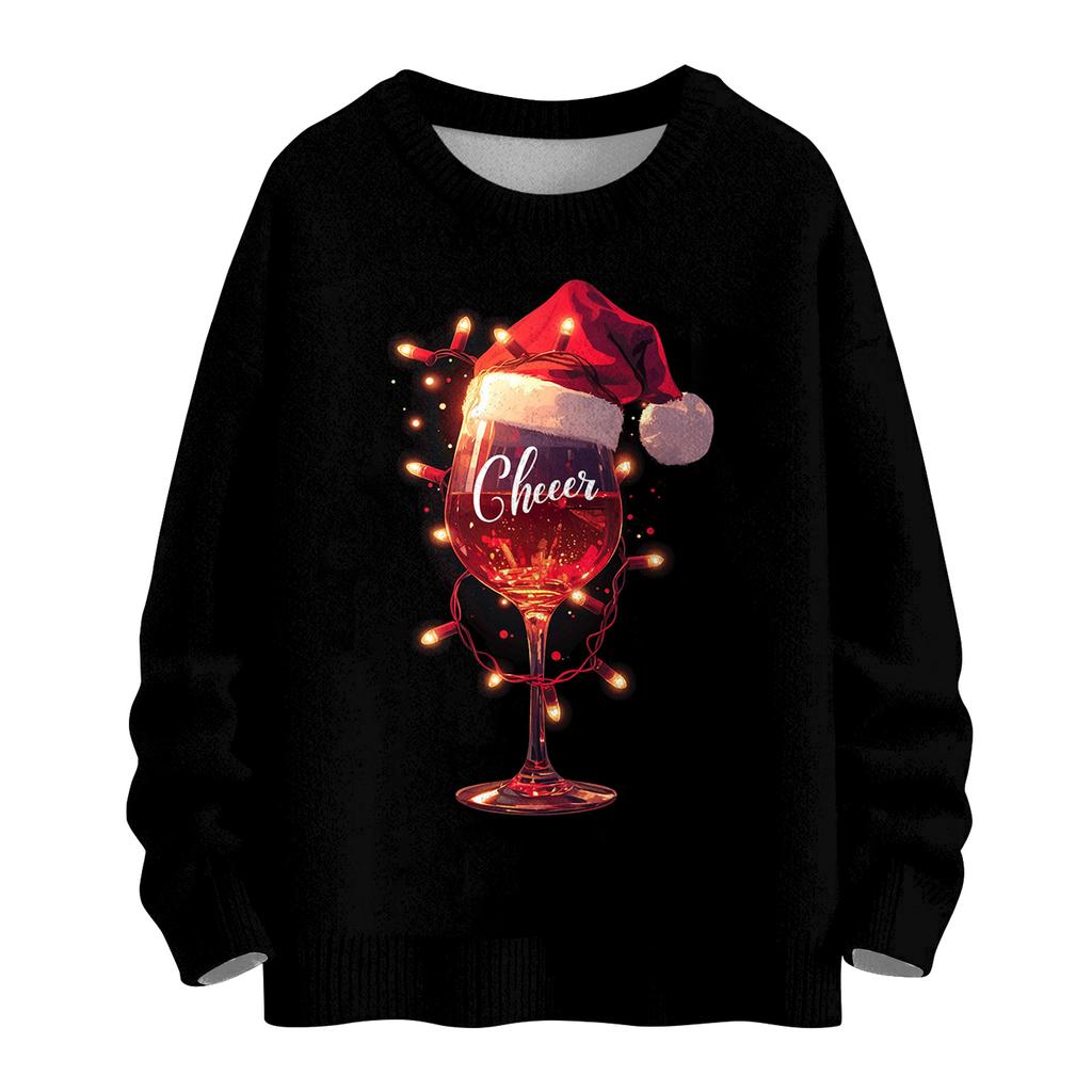 Women's Casual Long Sleeve Woolen Christmas Sweatshirt Fall  Vacation Long Sleeve Pullover