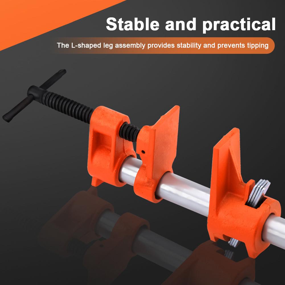 3/4in Wood Gluing Pipe Clamp Set Quick Release Pipe Clamp Tools Heavy Duty Woodworking Pipe Clamp Ergonomic for Home Improvement