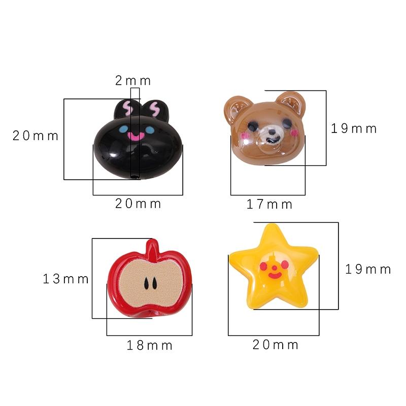 1pc Cute Rabbit Beads Brown Bear Beads  Apple Beads DIY Key Chain Backpack Chain Accessories