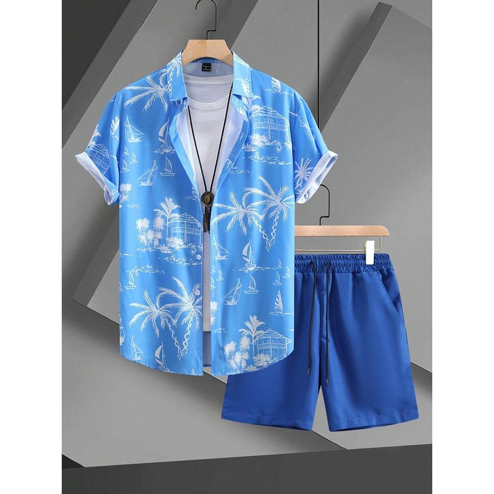 3D Printed Men's Short-sleeved Shirt And Beach Shorts Set Summer Street Fashion Men's Casual Shirt Outdoor Everyday Men's Shorts