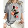 Beautiful Rose Flowers Printed Women T Shirt Casual Oversized T-Shirt Y2K Cotton Breathable Tops Summer O-Neck