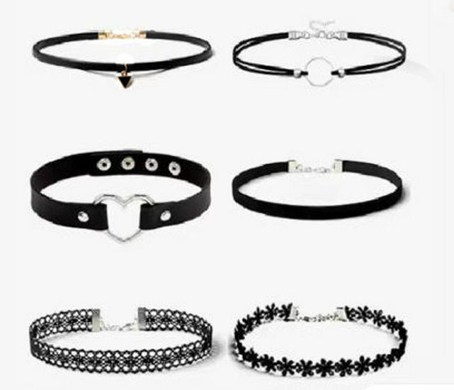 6pcs Women’s Black Lace Choker Necklace Set