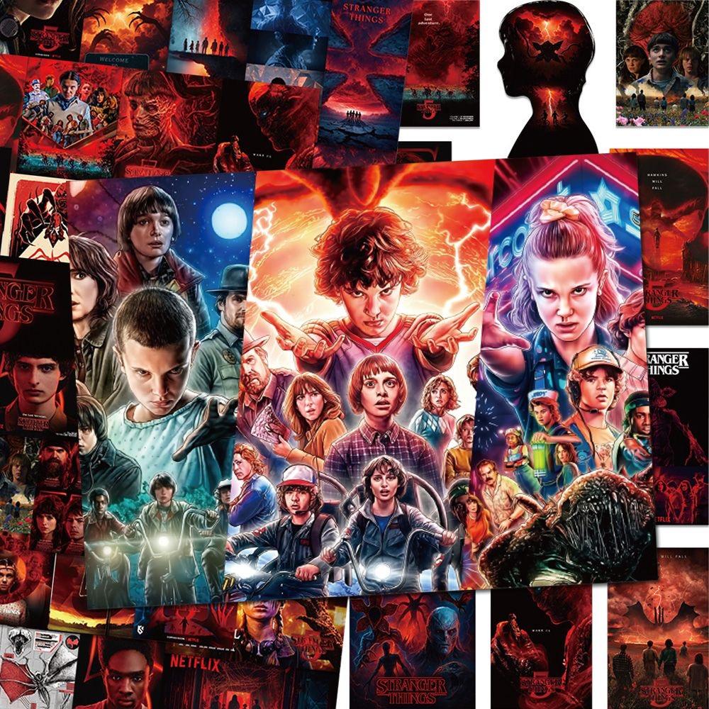54 PCS Stranger Things Stickers,Stickers Movie Anime Stickers for Laptop Journal Skateboard Guitar Luggage