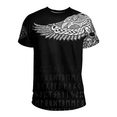 3D Digital Printed T-shirt Vintage Warrior Fun Pattern Short Sleeve T-shirts Men