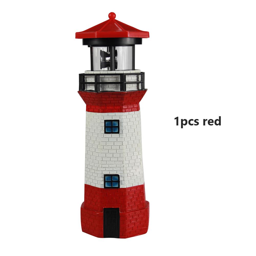 Lighthouse Solar LED Light Garden Fence Yard Outdoor Adornment Beacon Rotating Lamp Decoration Landscape Courtyard Lights