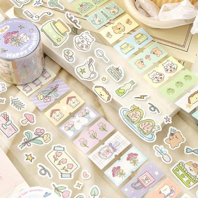 Xin's Lover Die-Cut Paper Tape: Cute Animal Illustration Journal Stickers