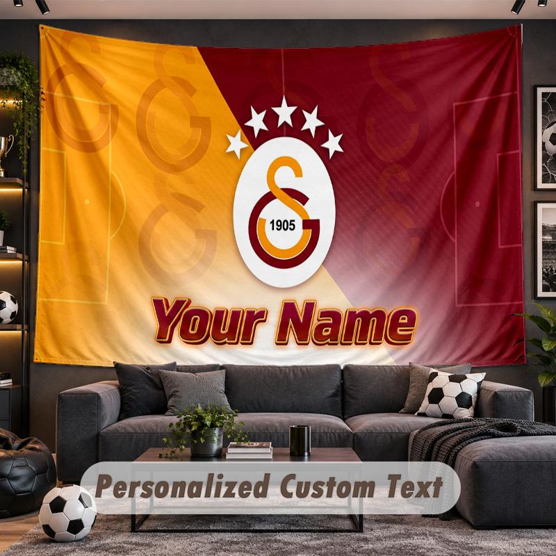 Galatasaray FC Personalized Tapestry Support Custom Name, Wall Art Home Decoration