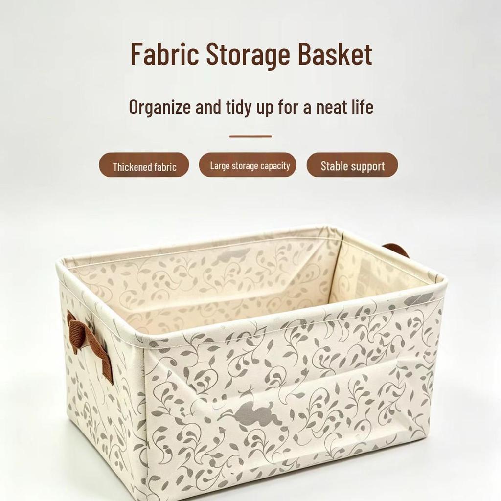 Waterproof Foldable Fabric Storage Basket with Handle for Home Organization