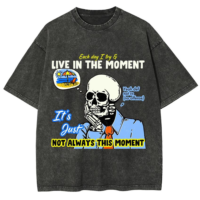 Little Bro Dinosaur Skull Wild And Free Vintage Washed T-Shirt Anime Cotton T Shirts Short Men Women's Tops Oversized Tshirt