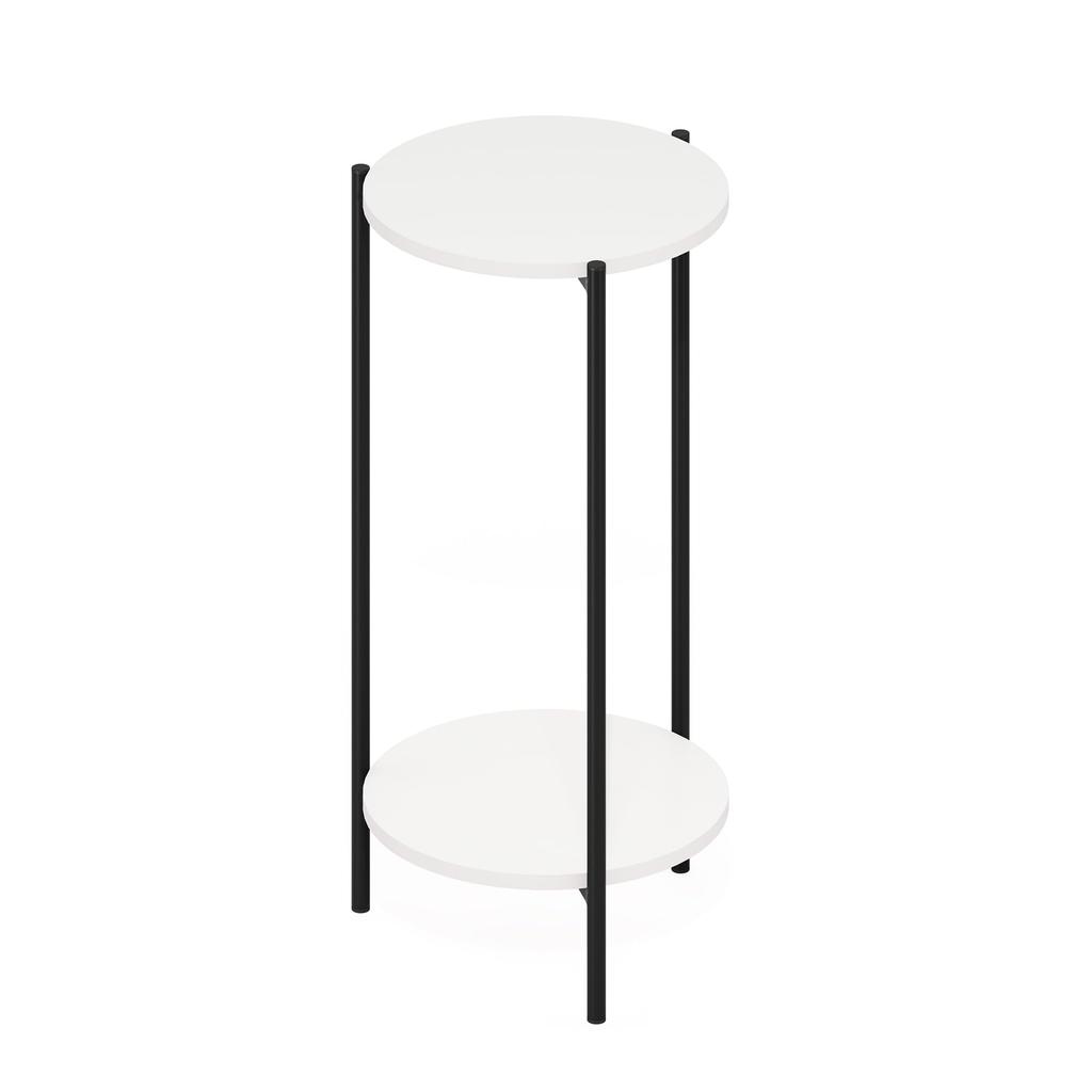 Furinno Besi Series High Side Table with Steel Legs, 2 Tiers, White/Black [Officially Imported from Japan] 23079WHBK