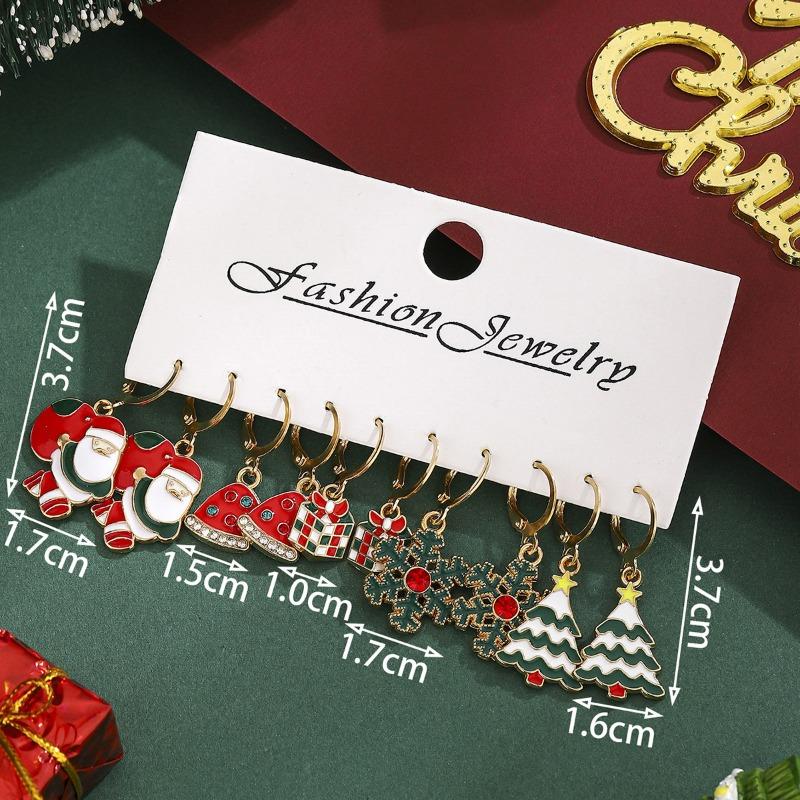 Santa Claus Snowflake Christmas Tree Christmas Hat Earrings Set Earrings Ornament