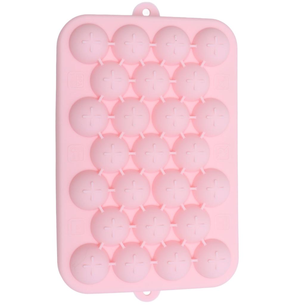 25 Fächer Eiswürfelform Einfach zu lösen Silikon Eisball Maker Form Mini Runde Eiskugelform mit Deckel Rosa