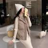 Stand-up collar short vest vest women's autumn and winter side zipper loose down cotton jacket vest