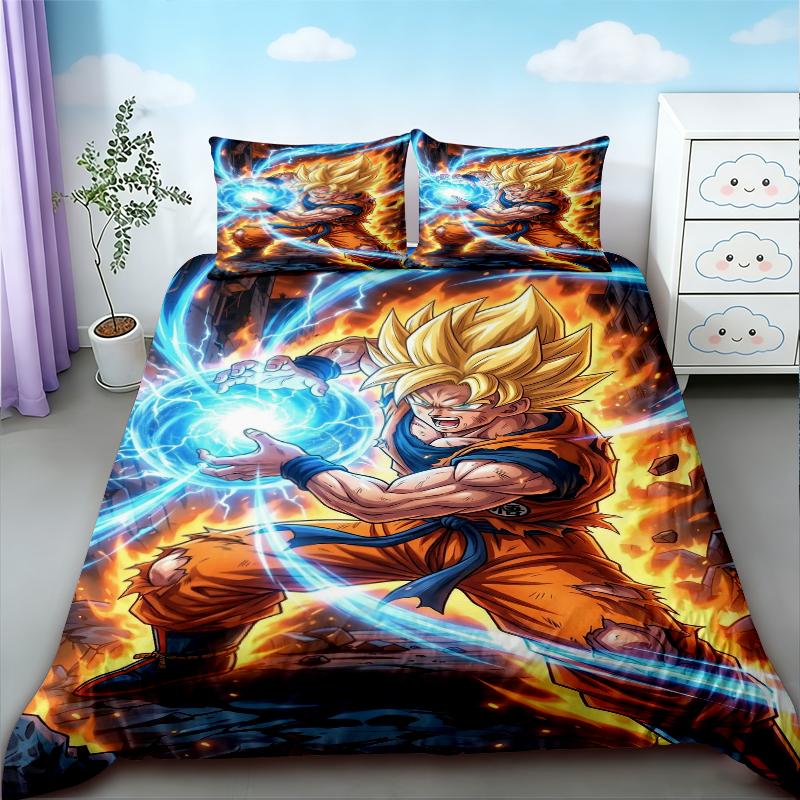 Cartoon Dragon Ball Duvet Cover Set Goku Bedding Set Soft And Comfortable For Children Bedroom Decor Queen King Size
