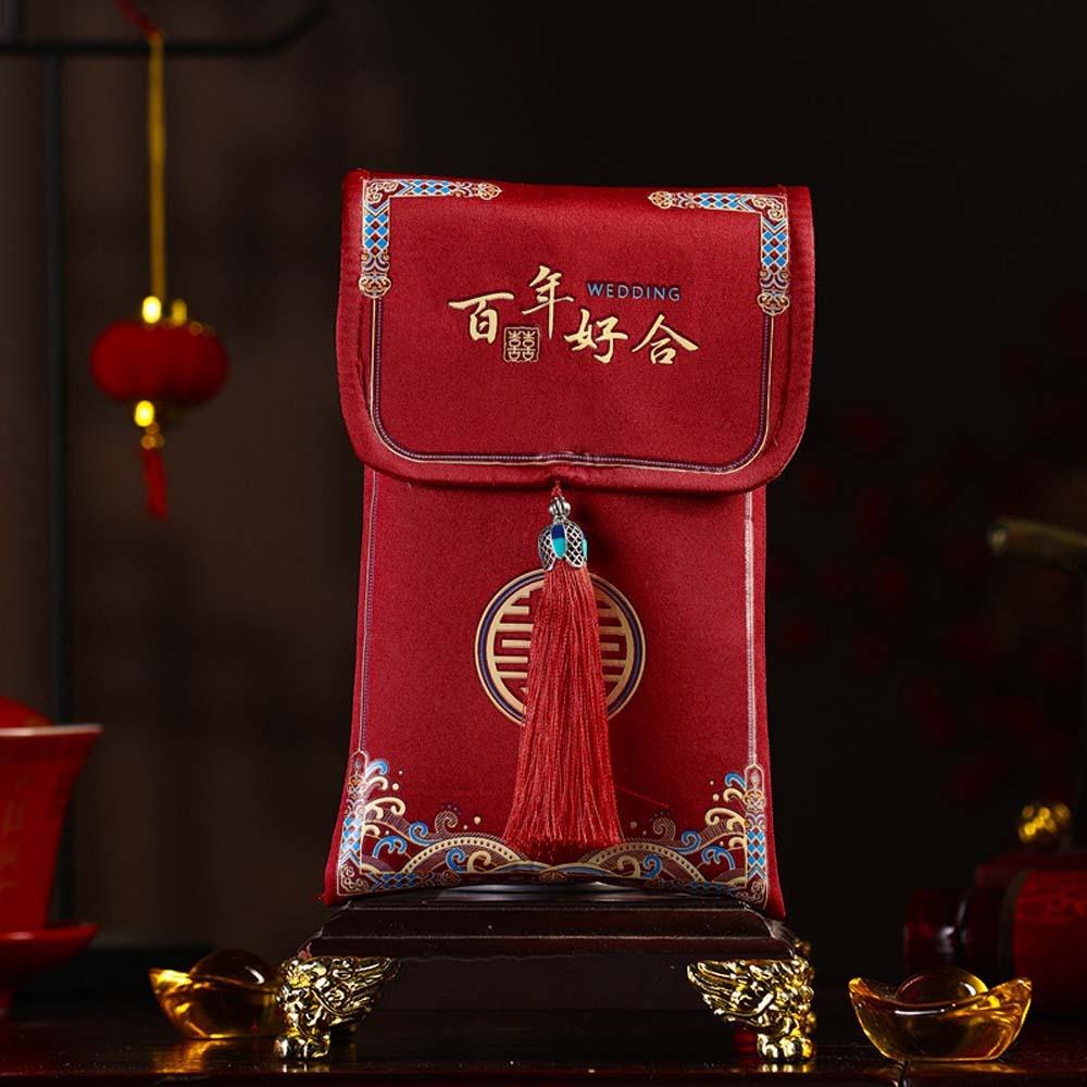 Beste Wünsche 2025 Geldtasche Brokatstoff Quaste Neujahrs-Geldbeutel Partygeschenke