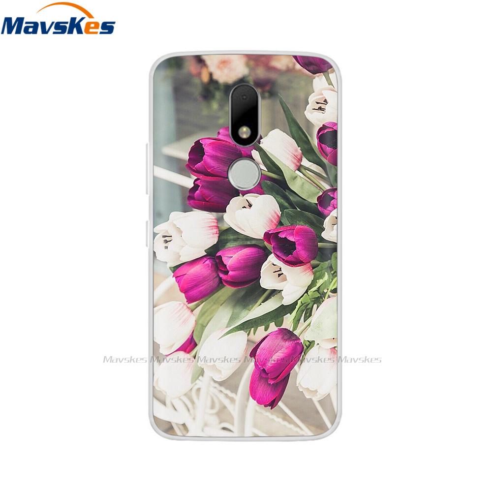 Soft TPU Case For Motorola Moto M Case XT1662 5.5inch Cute Cartoon Silicone Back Cover For Moto M Case XT1663 Phone Cases flower