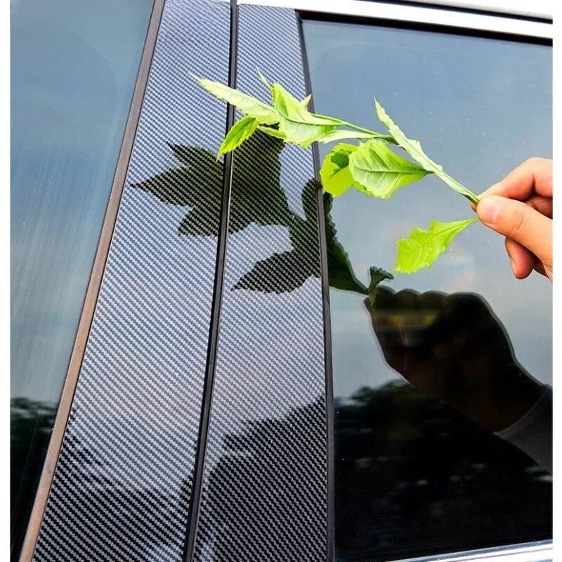 Car Door Window Pillar Posts Trim Carbon Fiber Black Stickers For BMW 5 Series E60 4DR 2003 2004 2005 2006 2007 2008 2009 2010