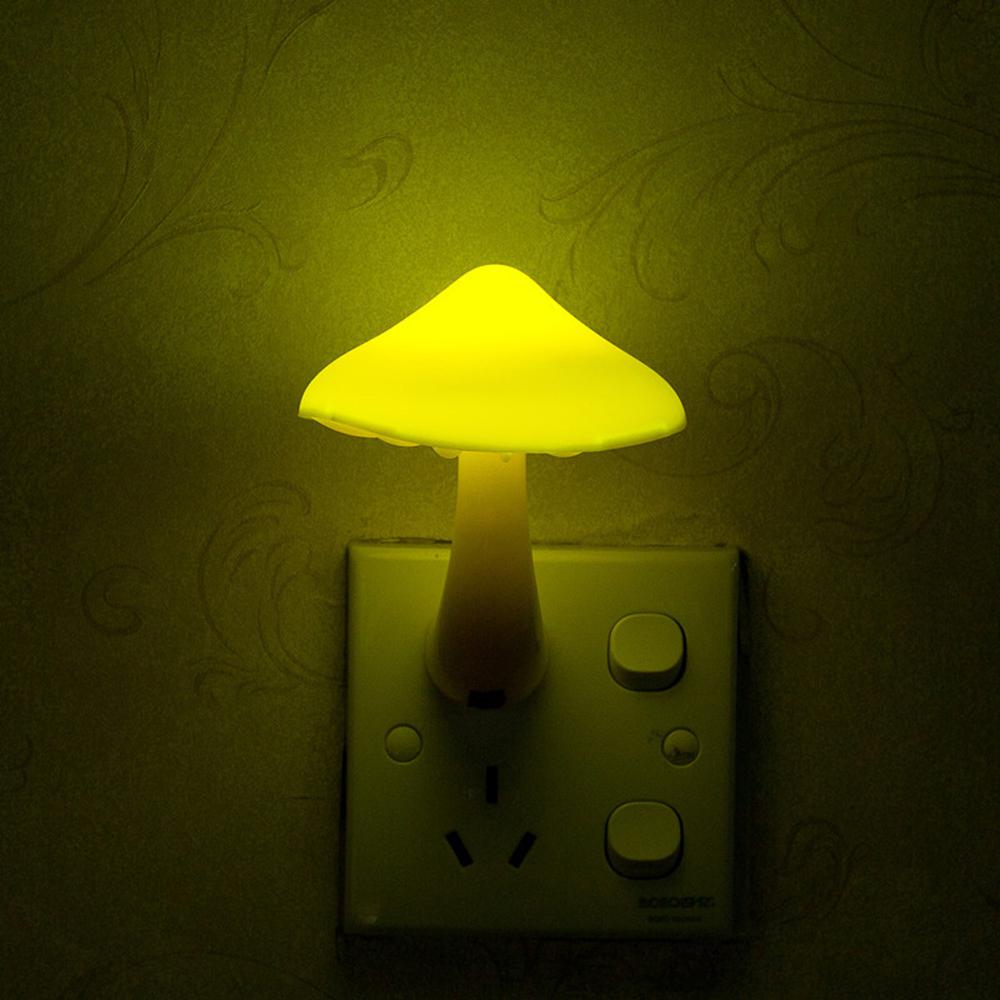 Mushroom Shape LED Night Lights Sensor Dusk To Dawn Bedroom Decor Wall Lamps For Kids Children's Room Bedside Lighting EU Plug