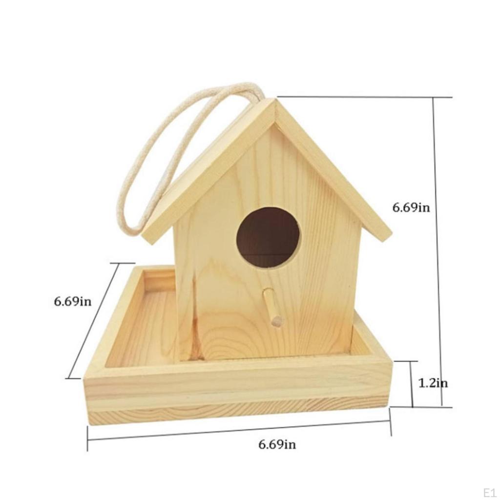 Birdhouse with Perch Wood Hanging Sloped Roof Wooden Bird House for Gardeners, Birds,