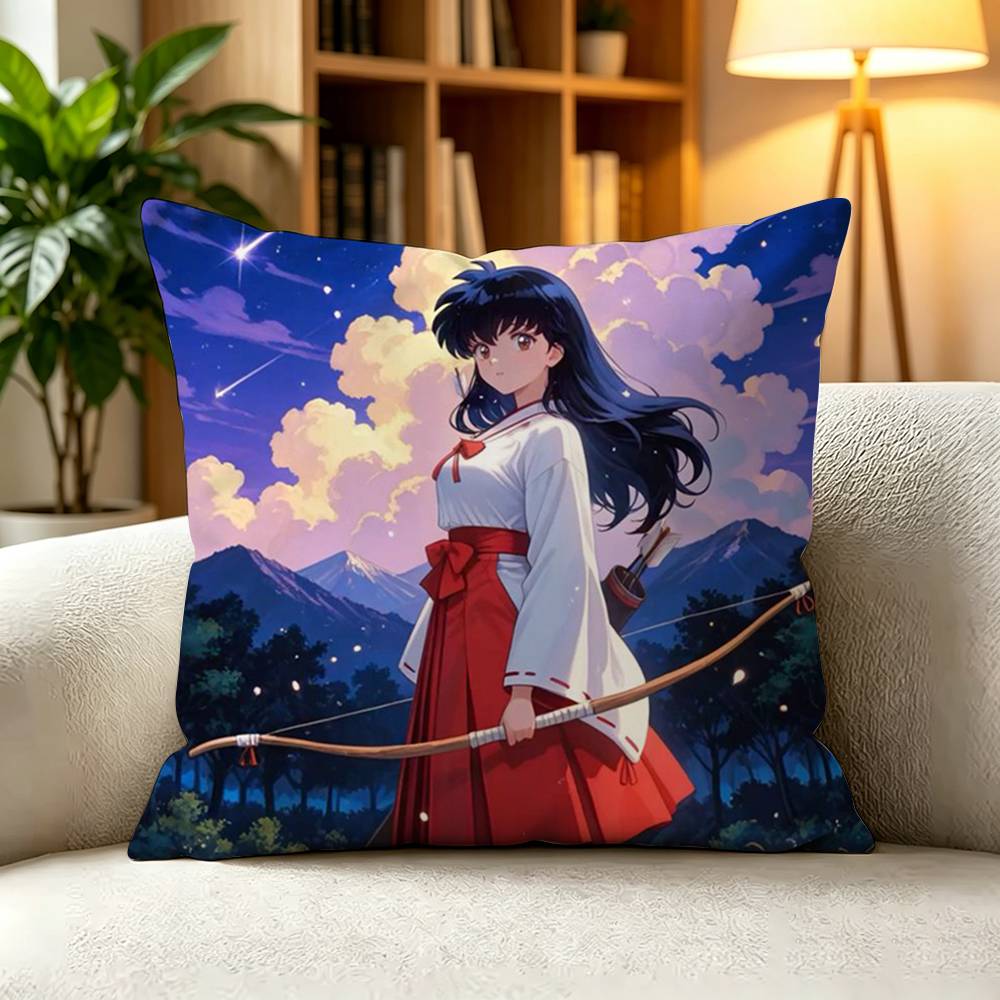 KKagome Higurashi Inuyasha Anime Pillow Case Square DoubleSided Sofa Cushion Cover Bedroom Bedside Pillow