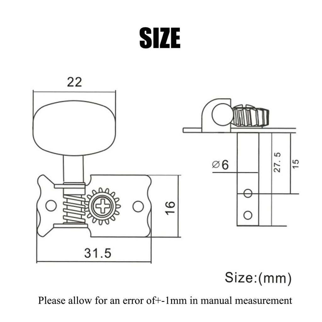 6Pcs Replacement Guitar Strings Button 3L+3R - 1:14 Gear Ratio Tuning Keys, Double Hole Design with Washers & Screws Included
