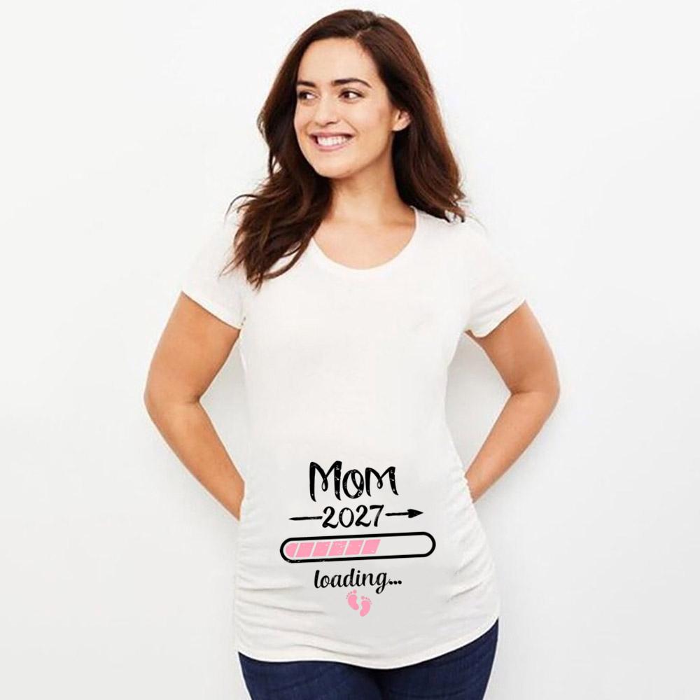 2027 New Cute Dad Mom Baby Printed Couple Maternity Tshirt Pregnancy Announceunisext Shirt Couple Pregnant Tshirt Clothes