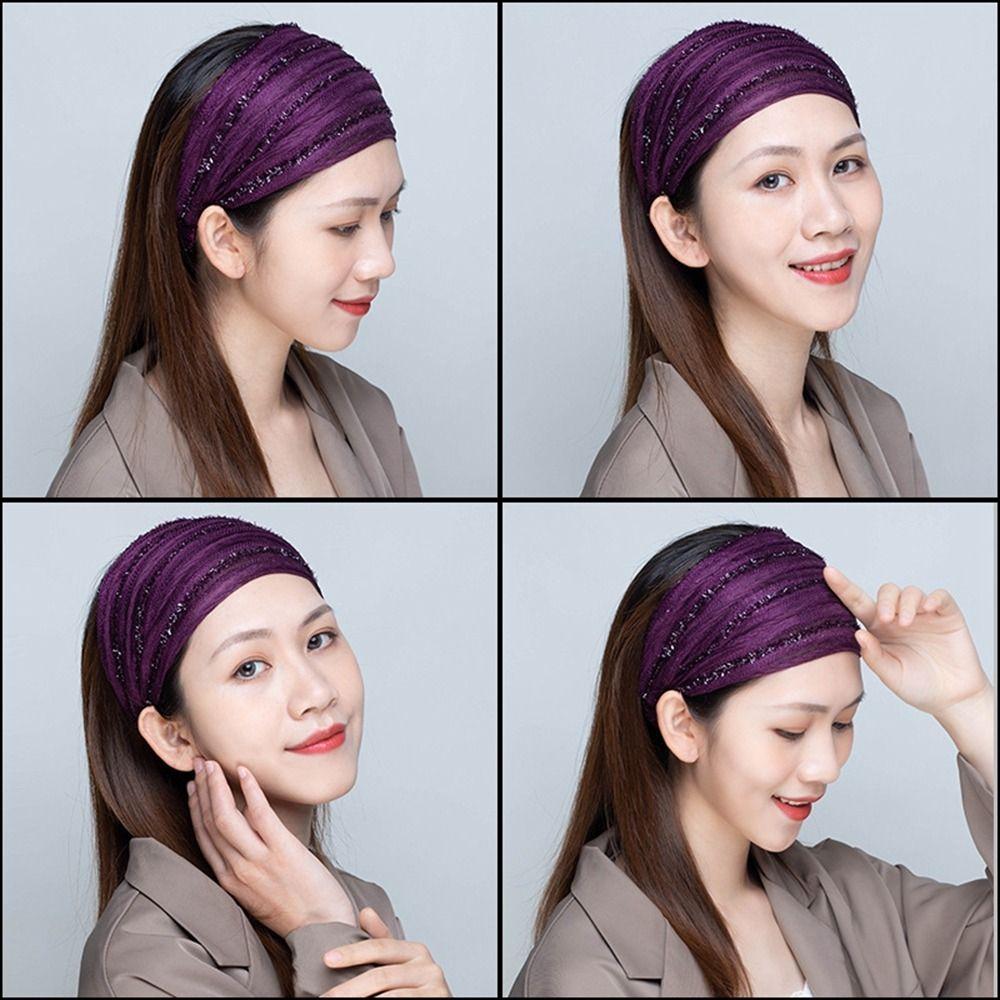 Hair Hoop Elastic Hair Band Sequin Wide Hair Band Korean Headwear Women Headband Mesh Hairbands