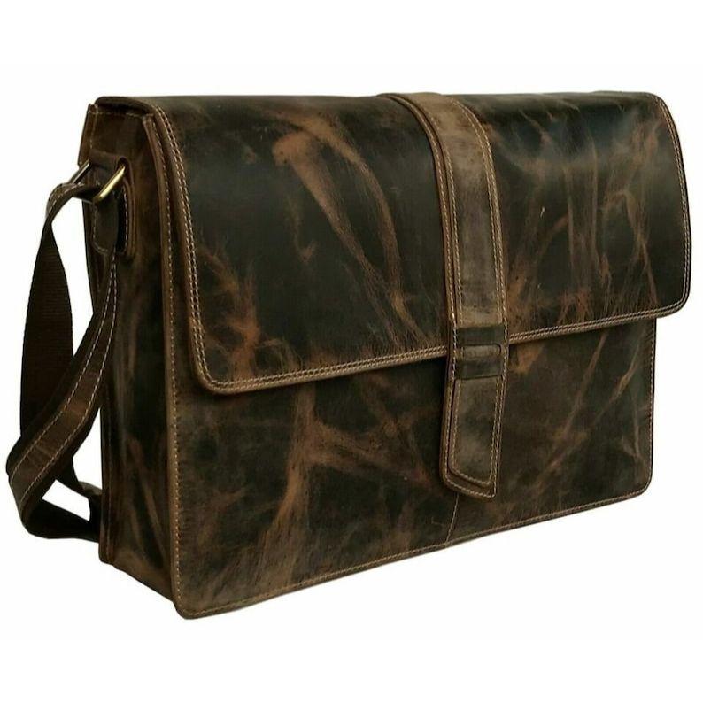 Большая кожаная сумка MESSENGER 18 дюймов для мужчин — фото 2