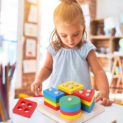 Geometryczny Puzzle Kolumnowy Klocki do Budowania Zabawka, Chłopcy i Dziewczynki Mogą Grać z Umysłem