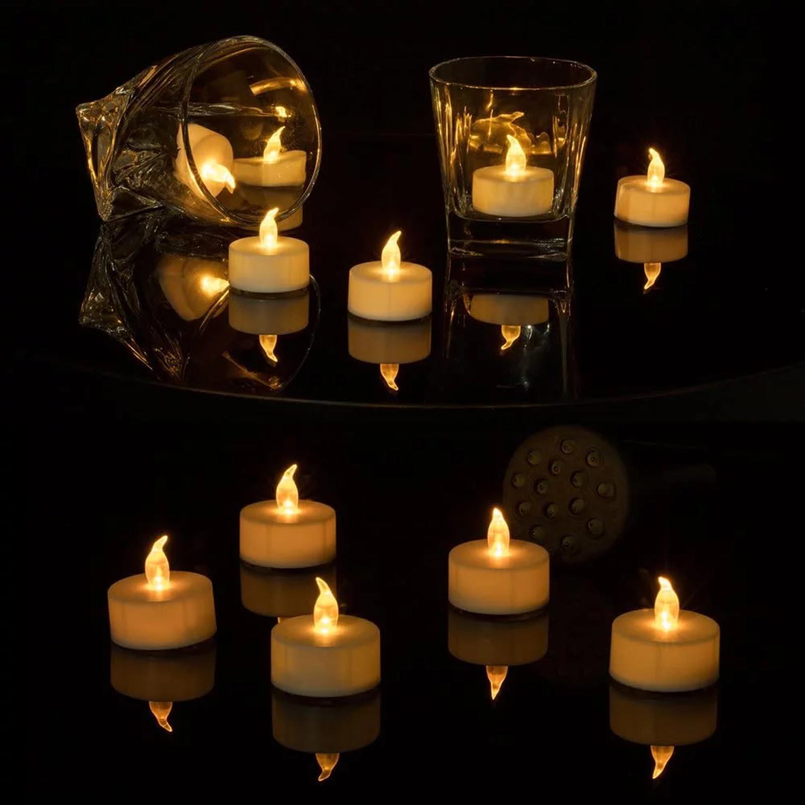 

Tea Lights Flameless Candles Votive Candle LED TeaLight Fake Candles Battery Operated Warm Yellow Flame For Valentine Day Wedding Party Decorations