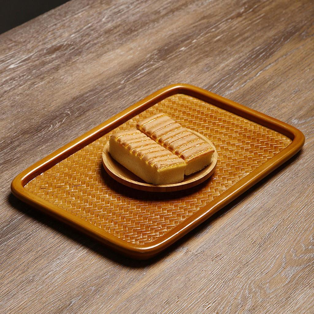 Bamboo Serving Tray Tea Drink Platter Plate Serving Platters Tea Tray for Dining Room Tea Coffee Living Room Party Countertop