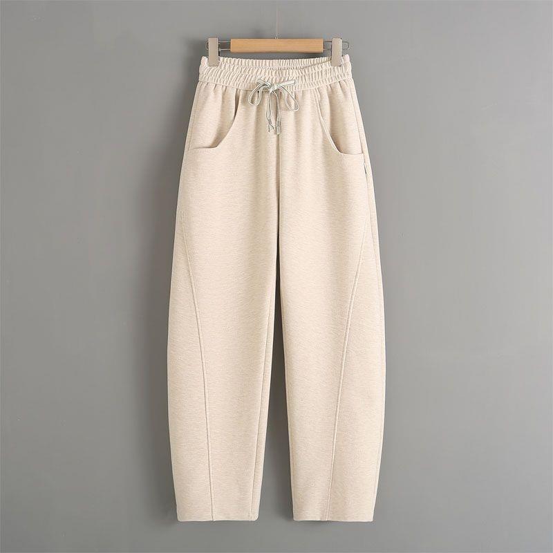 

Women s High-Waist Slim Casual Pants with Plus Velvet and Silver Fox Fur Trim L Recommended for 100-115 lbs