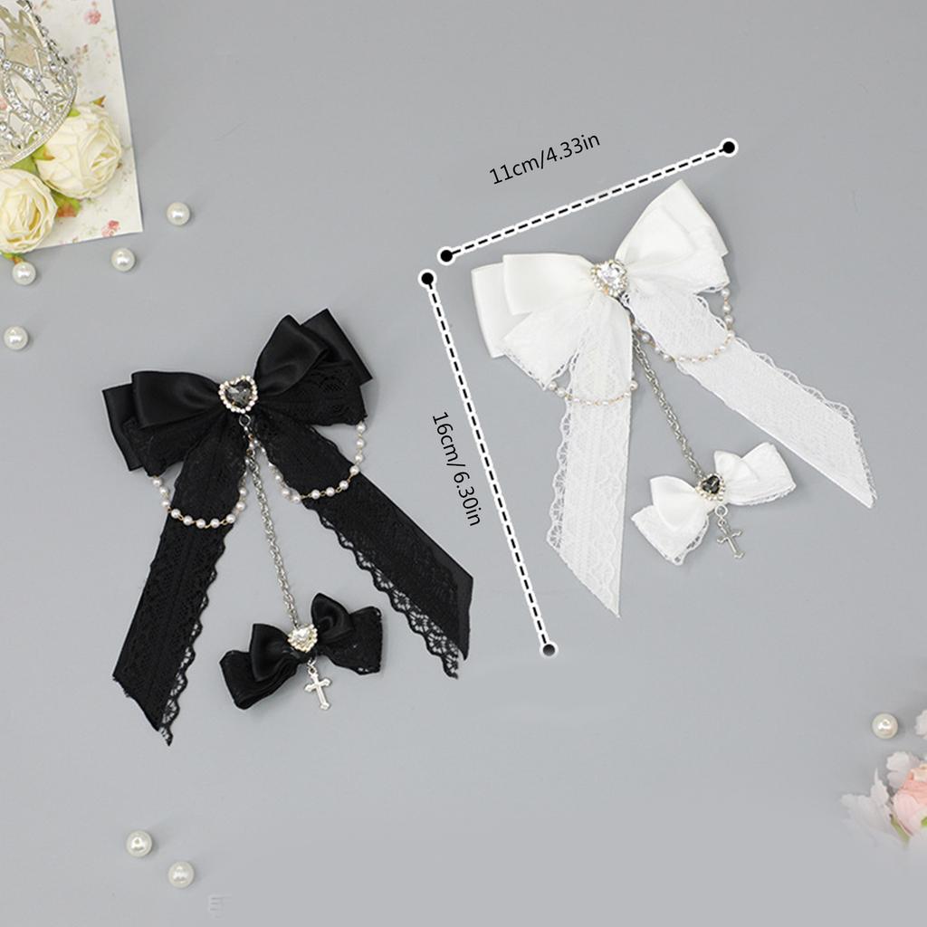 2000s Hair Clip for Halloween Gothic Lace Bowknot Hair Clip for Theme Event Anime Maid Barrettes Hair Holder for Cosplay